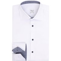 Stenströms Unifarbenes Hemd aus Twofold Super Cotton mit Ausputz und extralangem Arm, Slimeline in 40SL von Stenströms