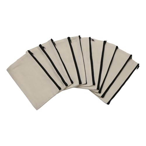 Steowsey 10 Stück Leinwand Make-Up Leinwand Reißverschluss Beutel Bleistiftetui Leere DIY Basteltaschen Kosmetiktasche für Reisen DIY Bastelschule von Steowsey