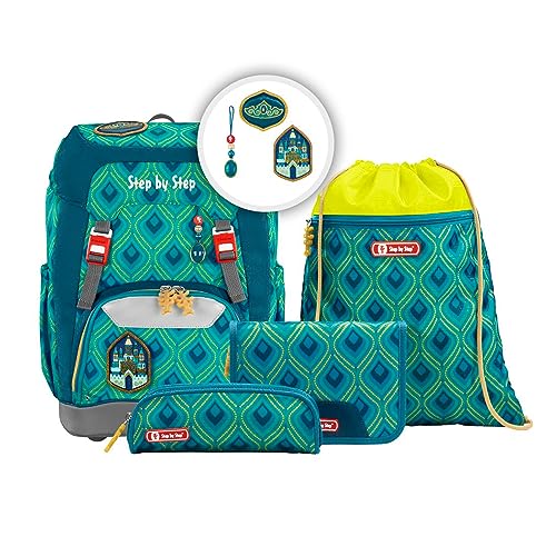 Step by Step Grade Set 5-teilig Magic Castle Rucksack Kinder Schulrucksack mit Hüft- und Brustgurt Sportbeutel, Schulranzen, Bestücktes Federmäppchen 22 Liter Easy Grow System von Step by Step
