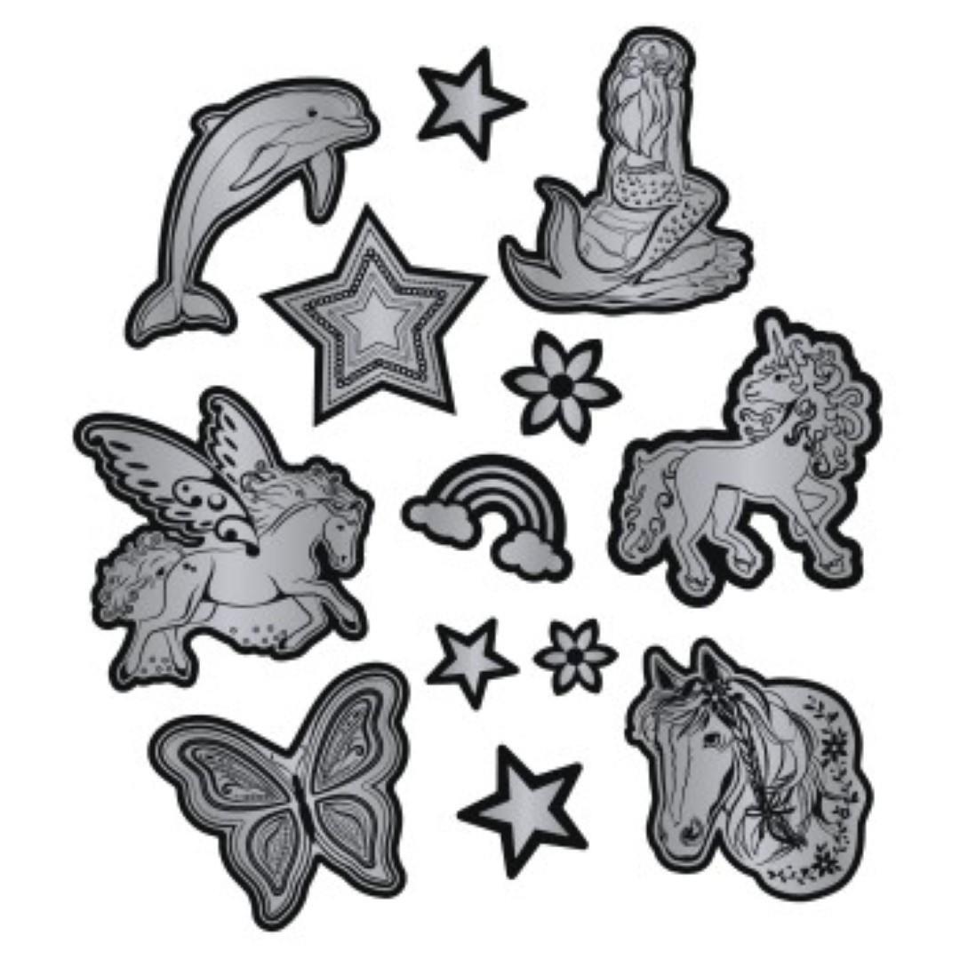 Step by Step - Motiv-Buttons Reflektierendes Sticker-Set Silber Silber von Step by Step