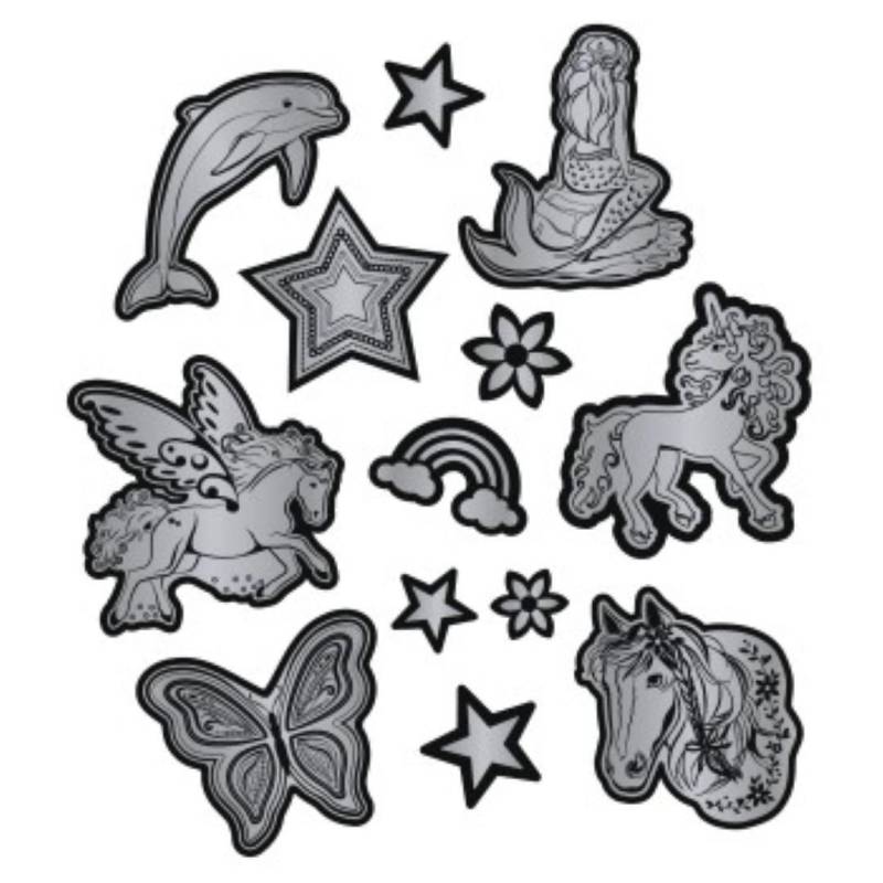 Step by Step - Motiv-Buttons Reflektierendes Sticker-Set Silber Silber von Step by Step