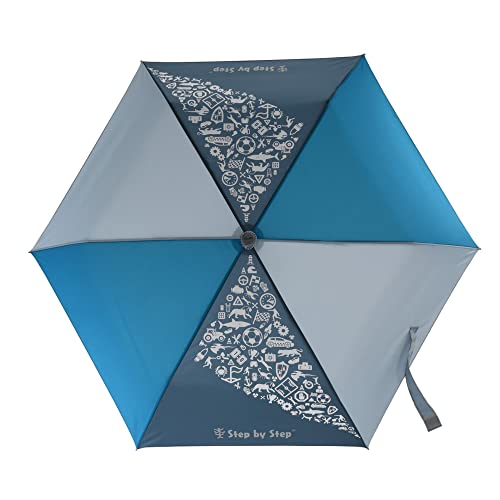 Step by Step Regenschirm Blue, türkis-blau, Magic Rain Effect, Doppler für Kinder, inkl. Farbwechsel, Tasche und Handschlaufe, für die 1. bis 4. Klasse von Step by Step