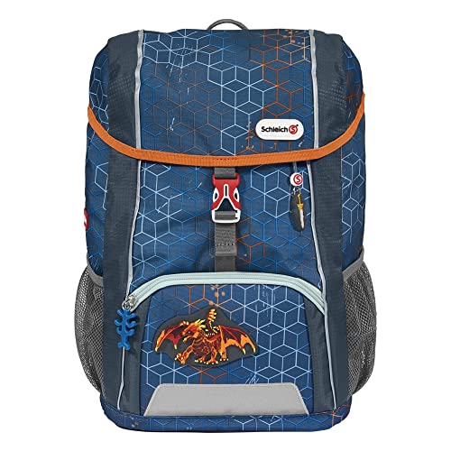 Step by Step Rucksack-Set Kid Schleich® „Lava Dragon“, blau-grau, mit Sitzkissen, ergonomischer Rucksack mit höhenverstellbarem Brustgurt, für Kindergarten, Vorschule und Freizeit, 13 l von Step by Step