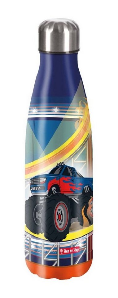 Step by Step Schulranzen Edelstahl Trinkflasche 0,5 l Monster Truck Rocky (1 Stück), Isolier-Flasche, BPA-frei von Step by Step