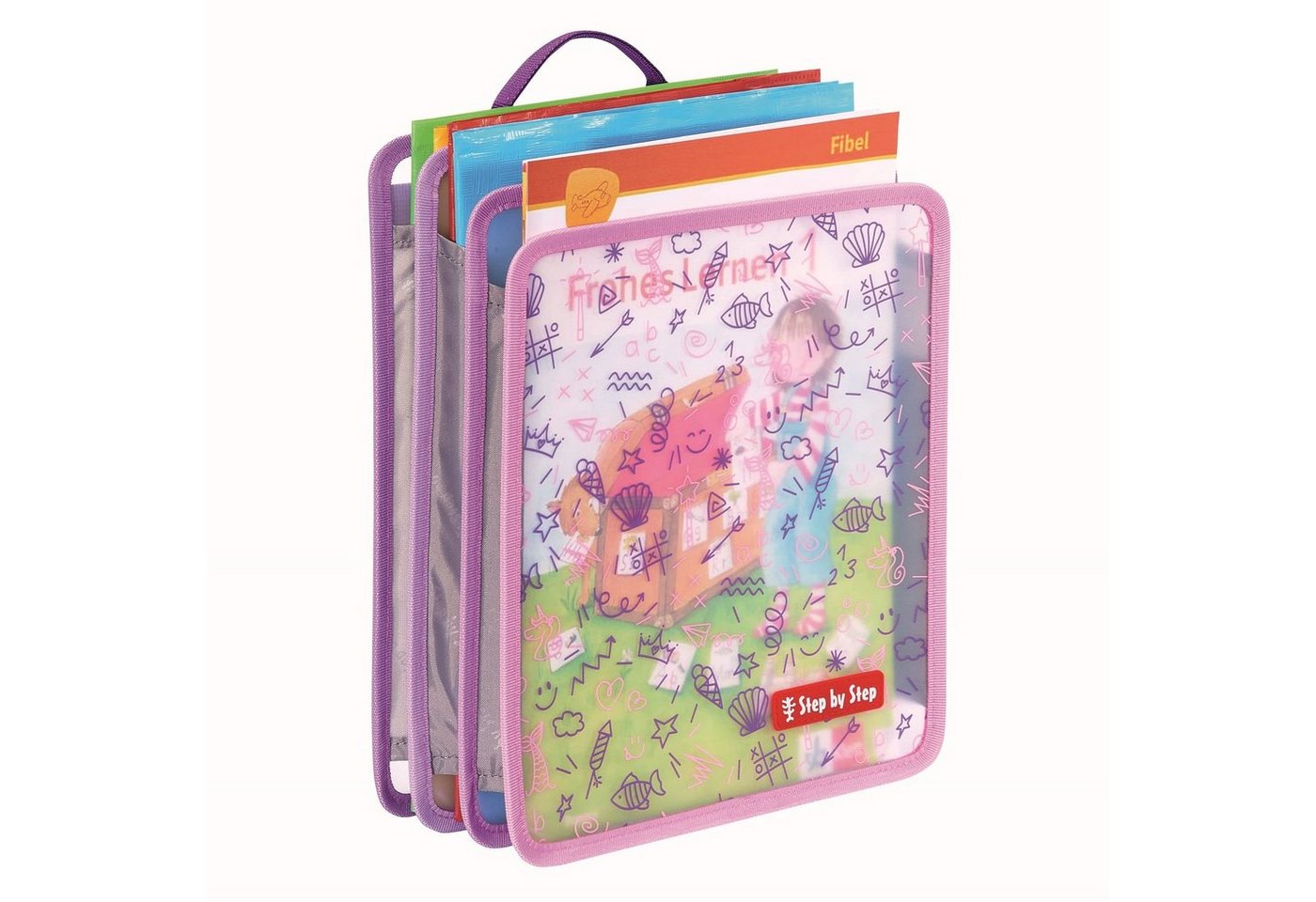 Step by Step Schulranzen Faltbare Heftbox Pink Organizer (1 Stück), Büchertasche, Heftschutz von Step by Step