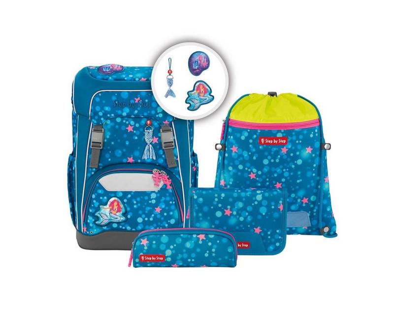 Step by Step Schulranzen Schulranzen GIANT Mermaid Lola Set 5-teilig (5-teilig), 1. - 4. Klasse, ergonomisch, Easy-Grow-System von Step by Step