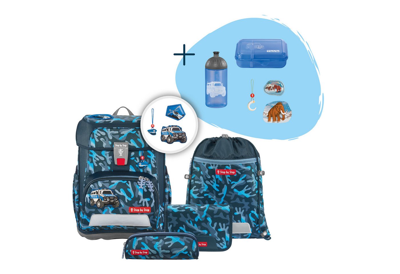 Step by Step Schulranzen Schulranzen-Set CLOUD „Police Truck Diego“, 8-tlg. (5-teilig, 5-tlg) von Step by Step