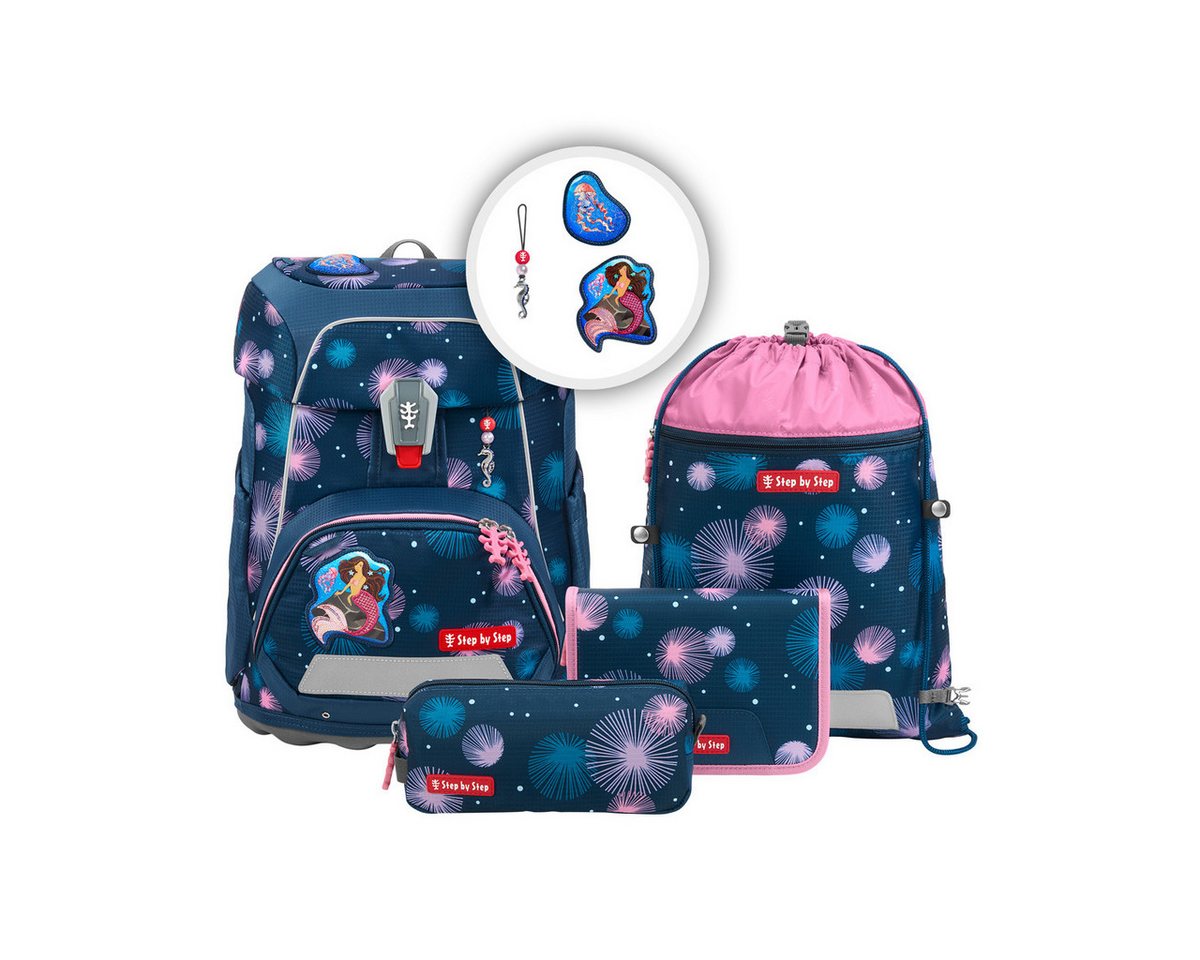 Step by Step Schulranzen Schulranzen-Set FIT Mermaid Delia, 5-teilig (5-teilig), ab 1. Klasse, ergonomisch, Easy-Grow-System von Step by Step