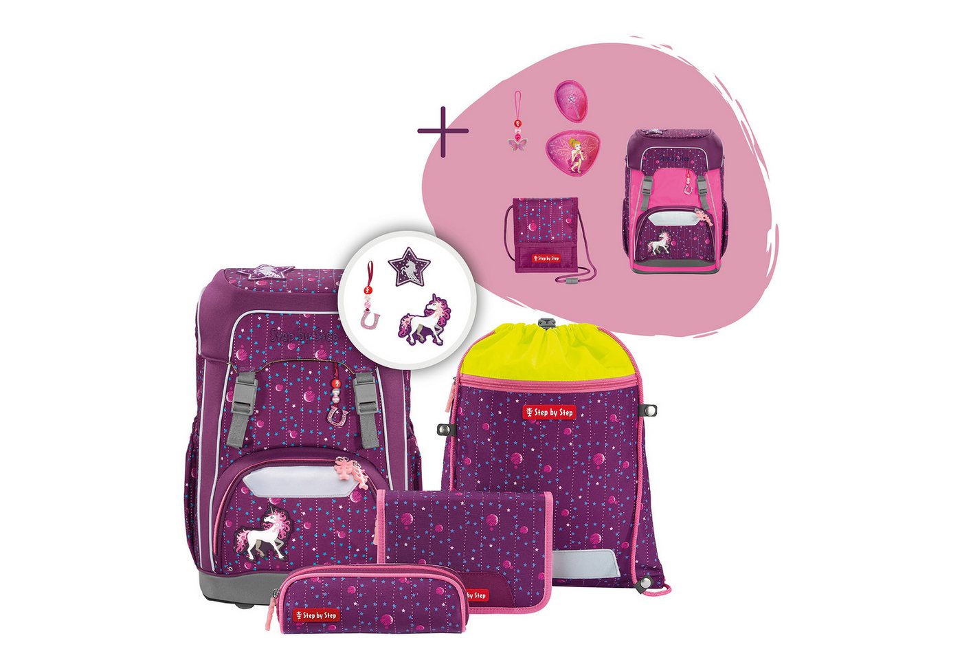 Step by Step Schulranzen Schulranzen-Set GIANT „Dreamy Unicorn Nuala“ 8-tlg (5-teilig, 5-tlg) von Step by Step