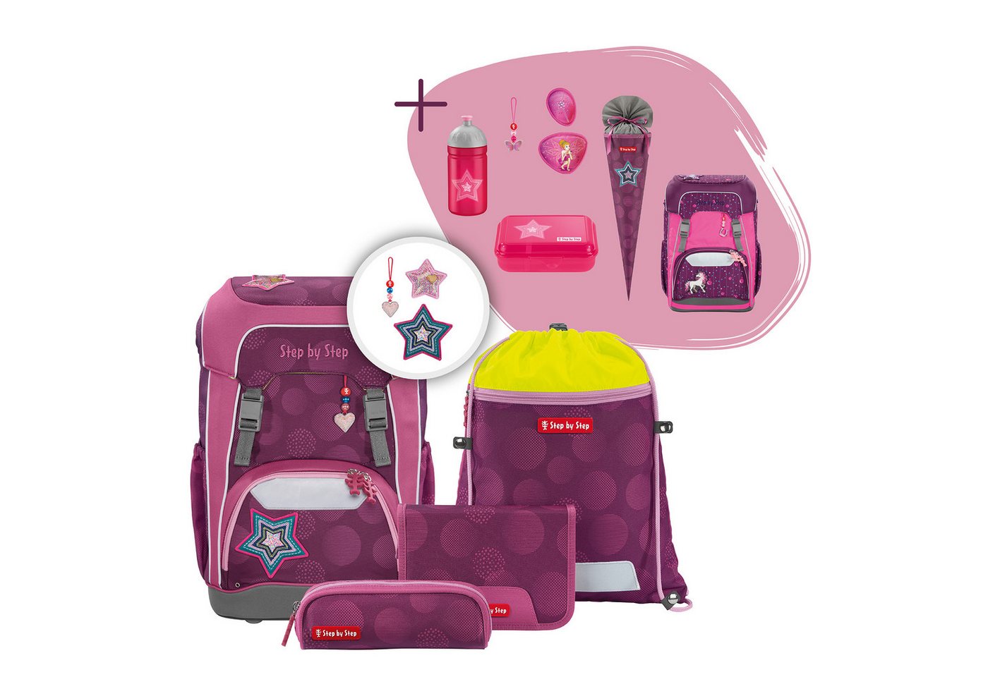 Step by Step Schulranzen Schulranzen-Set GIANT „Glamour Star Astra“, 10-tlg (5-teilig, 5-tlg) von Step by Step