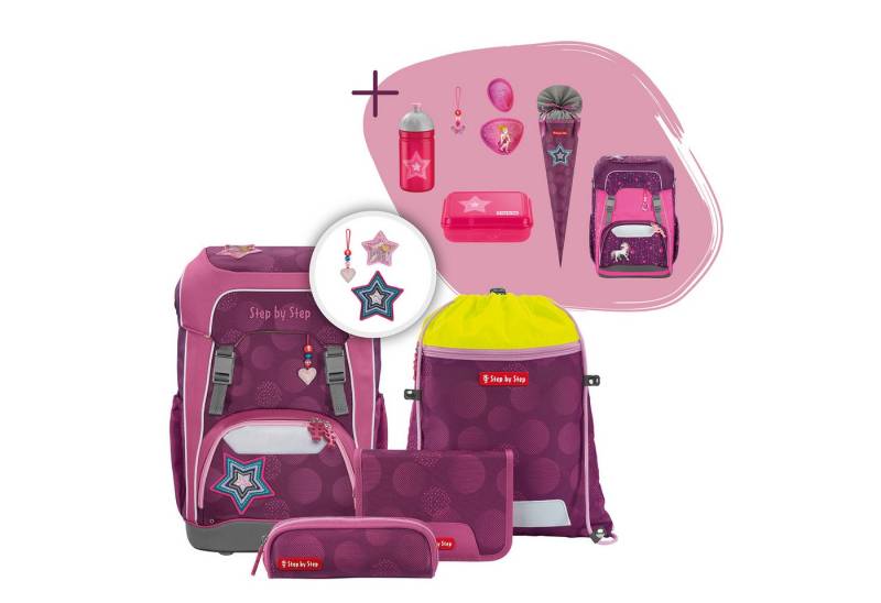 Step by Step Schulranzen Schulranzen-Set GIANT „Glamour Star Astra“, 10-tlg (5-teilig, 5-tlg) von Step by Step