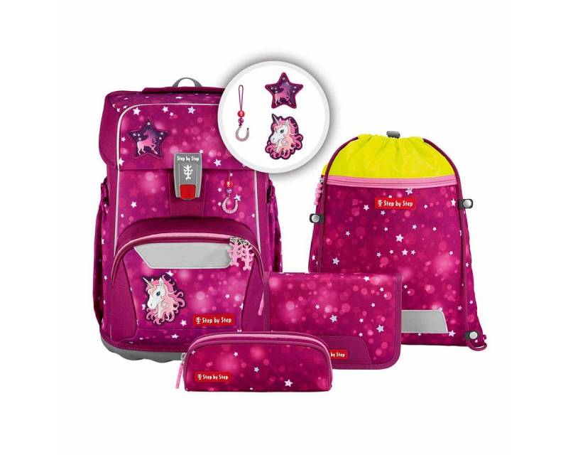 Step by Step Schulranzen Schulranzen-Set GIANT Sweet Unicorn Nuala 5-teilig (5-teilig), Grundschulranzen für große Kinder, ergonomisch von Step by Step