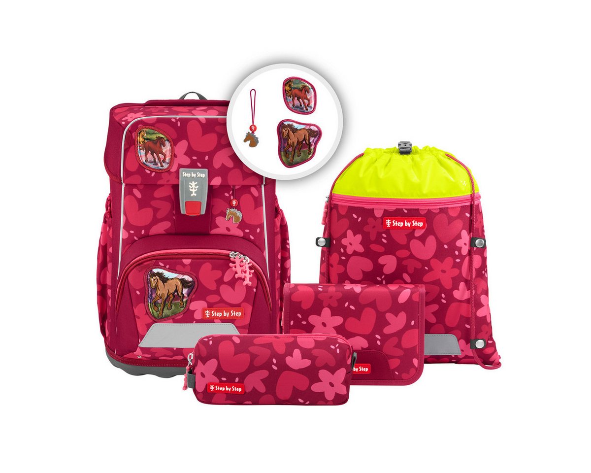 Step by Step Schulranzen Schulranzen-Set GIANT Wild Horse Nora 5-teilig (5-teilig), Grundschulranzen für große Kinder, ergonomisch von Step by Step