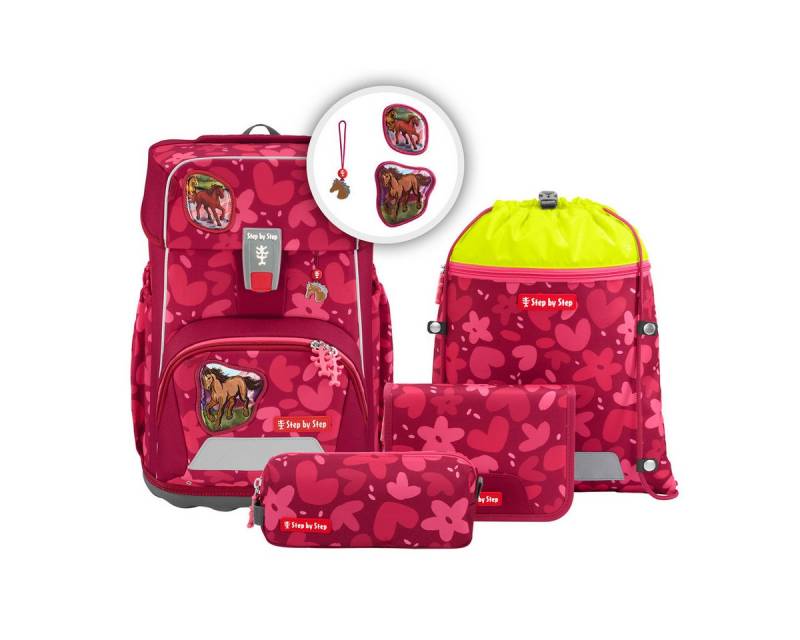 Step by Step Schulranzen Schulranzen-Set GIANT Wild Horse Nora 5-teilig (5-teilig), Grundschulranzen für große Kinder, ergonomisch von Step by Step