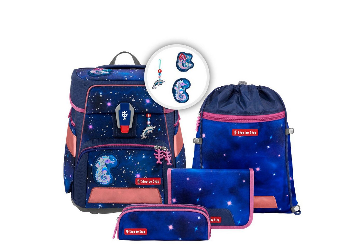 Step by Step Schulranzen Space Reflect Schulranzen Set 5 tlg. (Star Seahorse Zoe) von Step by Step