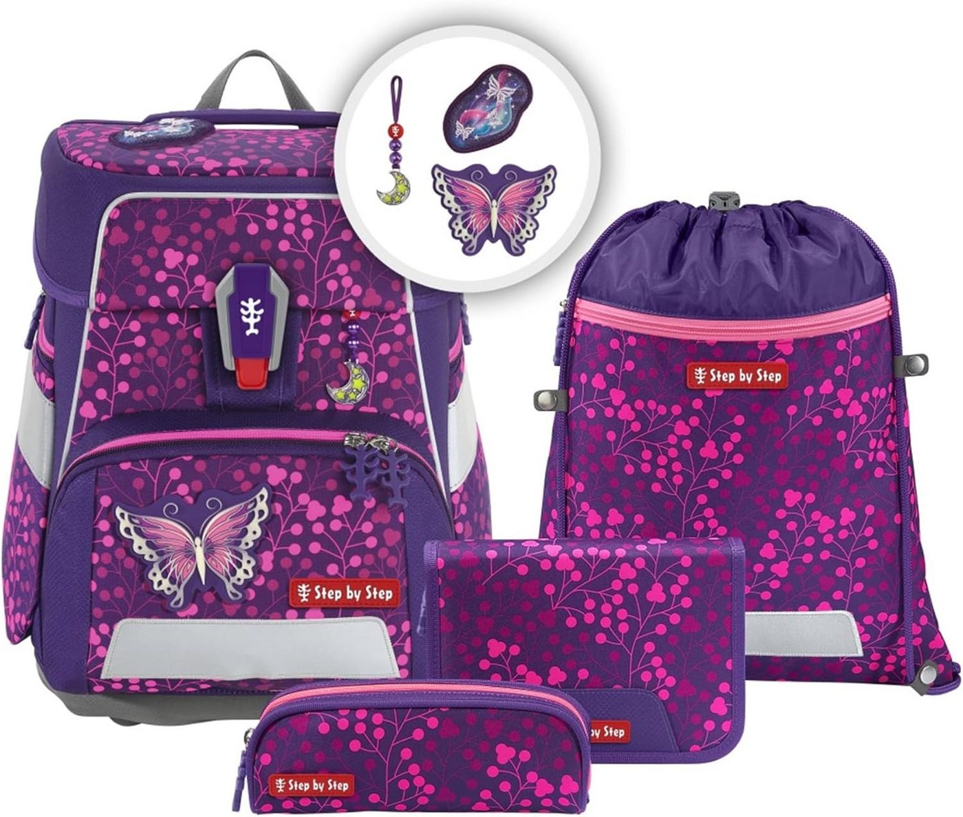 Step by Step Schulranzen Step by Step 213554 SPACE SHINE Schulranzen-Set "Butterfly Night Ina" von Step by Step
