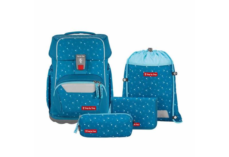 Step by Step Schulranzen BASIS Schulranzen-Set Blue Hearts 4-tlg. von Step by Step