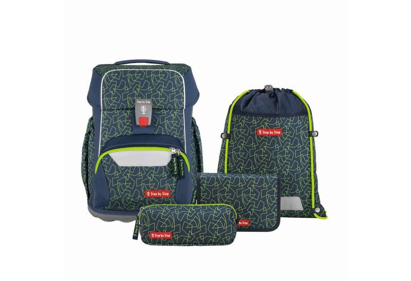 Step by Step Schulranzen Step by Step BASIS Schulranzen-Set Green Geometric, 4-teilig von Step by Step
