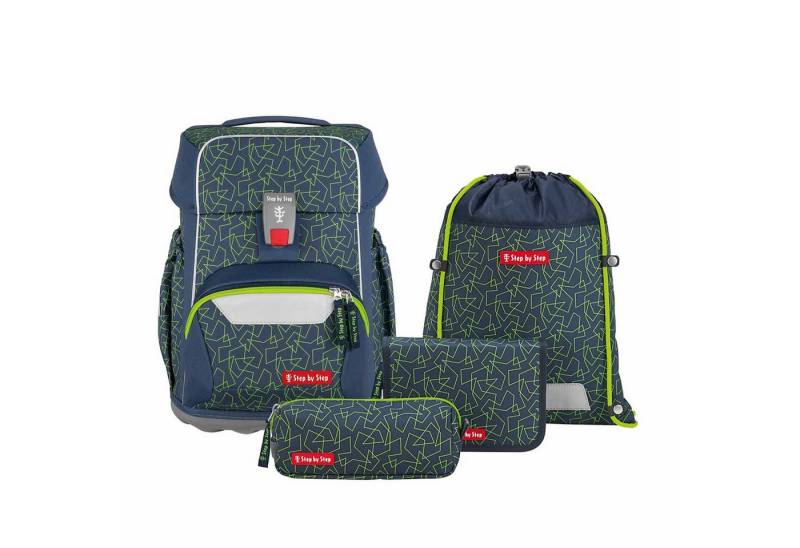 Step by Step Schulranzen Step by Step BASIS Schulranzen-Set Green Geometric 4-tlg. von Step by Step