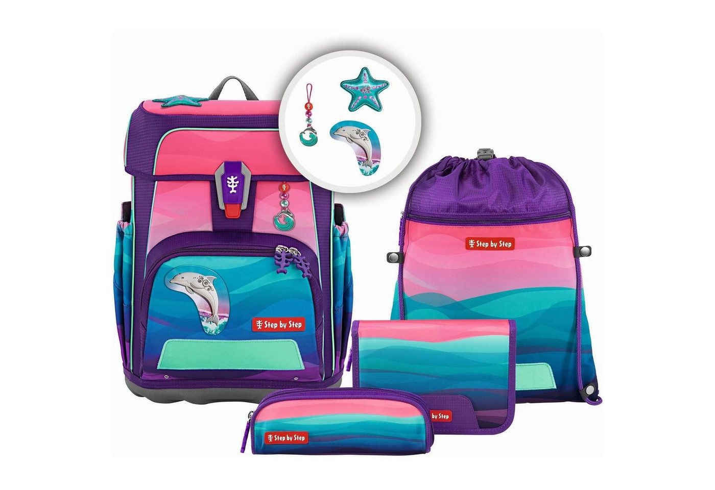 Step by Step Schulranzen Step by Step CLOUD OCEAN Schulranzen-Set Dolphin Lana 5-tlg. von Step by Step