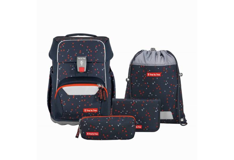 Step by Step Schulrucksack Step by Step BASIS Schulranzen-Set „Anthrazit Triangles“, 4-teilig von Step by Step