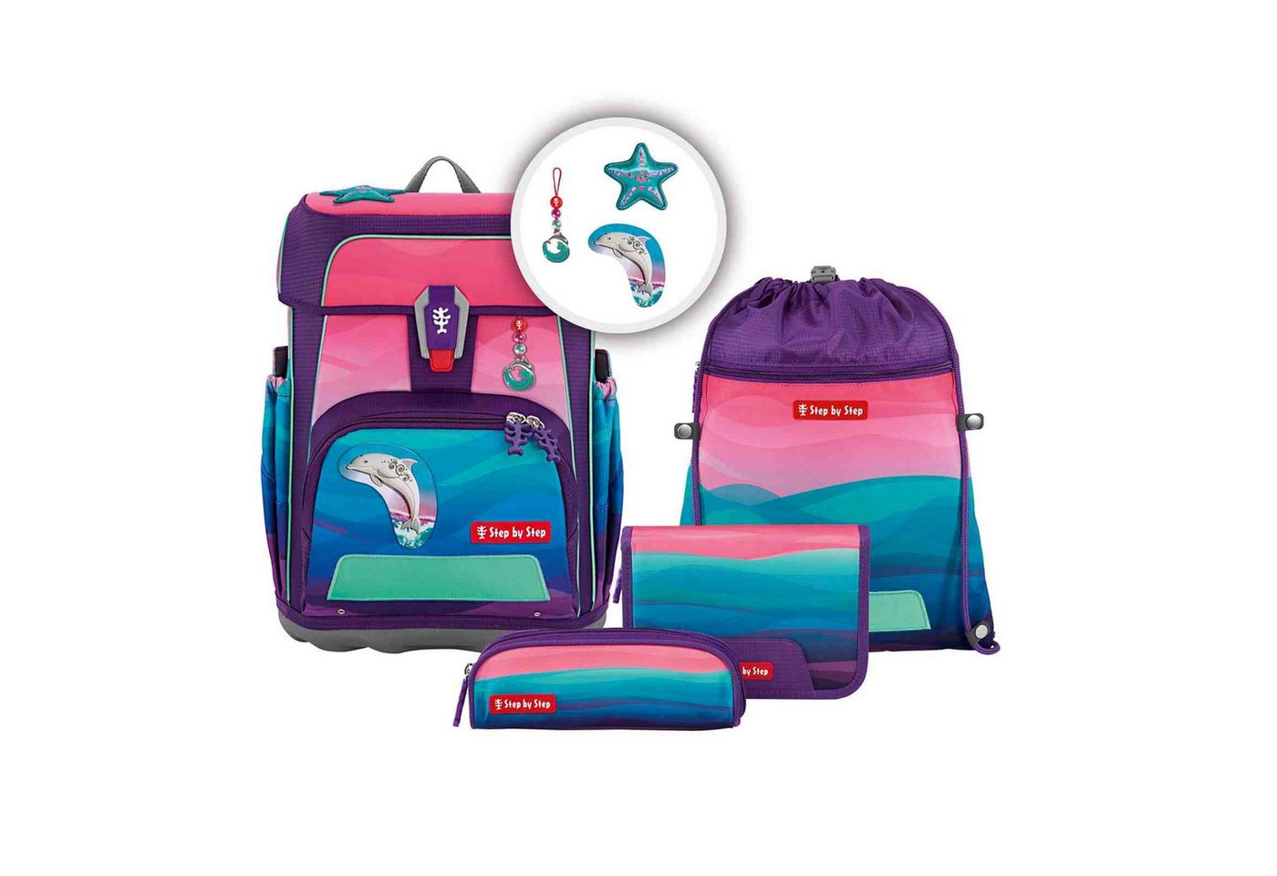 Step by Step Schulrucksack Step by Step CLOUD OCEAN Schulranzen-Set "Dolphin Lana", 5-teilig von Step by Step