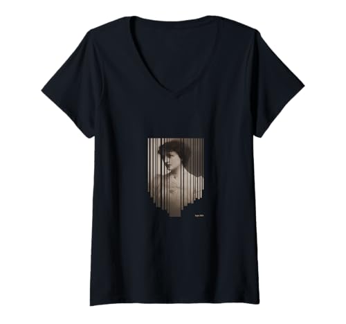 Damen Fragmentiertes Vintage Lady Retro Abstraktes Portrait T-Shirt mit V-Ausschnitt Damen Fragmentiertes Vintage Lady Retro Abstraktes Portrait T-Shirt mit V-Ausschnitt von Step into the past with a futuristic twist.