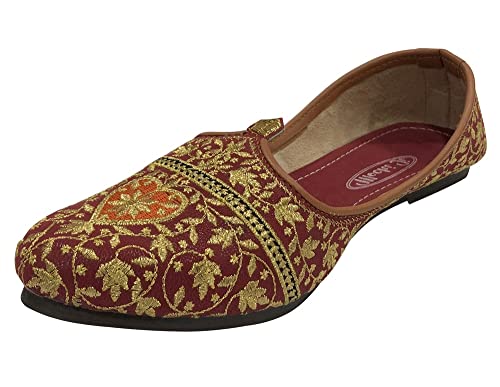 Step n Style Brautschuhe für Herren Khussa Schuhe Ethnische Schuhe Punjabi Juttis Handgemachte Schuhe Indische Schuhe, Rot (rot), 41 EU von Step n Style