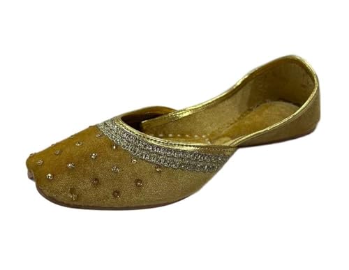 Step n Style Handgefertigte Damenschuhe aus Samt Punjabi Jutti Ethnische flache Schuhe – Gold Traditionelle indische Schuhe für Freizeit und Festlichkeit, Goldfarben, 39.5 EU Step n Style Handgefertigte Damenschuhe aus Samt Punjabi Jutti Ethnische flache Schuhe – Gold Traditionelle indische Schuhe für Freizeit und Festlichkeit, Goldfarben, 39.5 EU von Step n Style