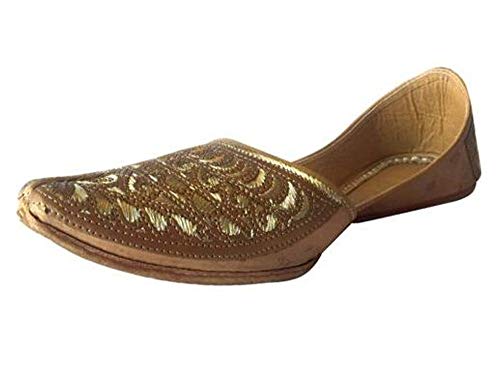 Step n Style Herren Punjabi Jutti Sherwani Schuhe Kupfer Schnitt Work Zari Khussa Ethnic Designer Schuhe, Braun (Kupfer), 41 EU von Step n Style