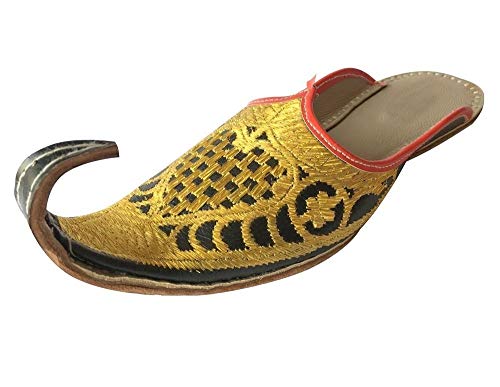 Step n Style Indische Herrenschuhe, Khussa, traditionell, handgefertigt, Flip-Flops, Leder, Gold (gold), 44 EU von Step n Style