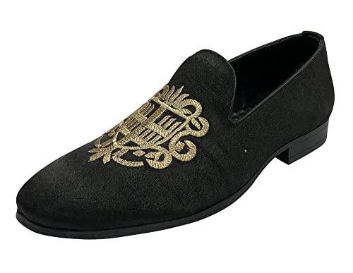 Step n Style Jutti for Men Loafer Hochzeitsschuhe Traditionelle Partyschuhe Mojaris Schuh für Herren Indian Juti, Schwarz, 44.5 EU von Step n Style