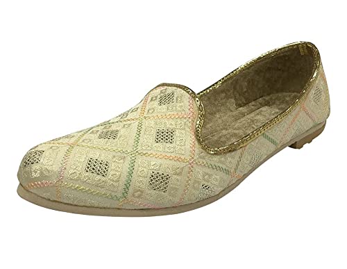 Step n Style Jutti for Men Punjabi Juttis für Herren Sherwani Schuhe für Herren Hochzeit Indische Mojaris Juti, Cremefarben, 46.5 EU von Step n Style