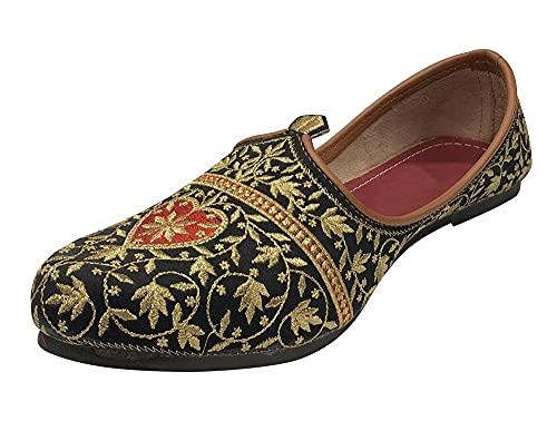 Step n Style Punjabi Jutti für Herren Bräutigam Schuhe formelle Schuhe indische Schuhe Sherwani Schuhe Mojari für Herren, Schwarz (schwarz), 39.5 EU von Step n Style