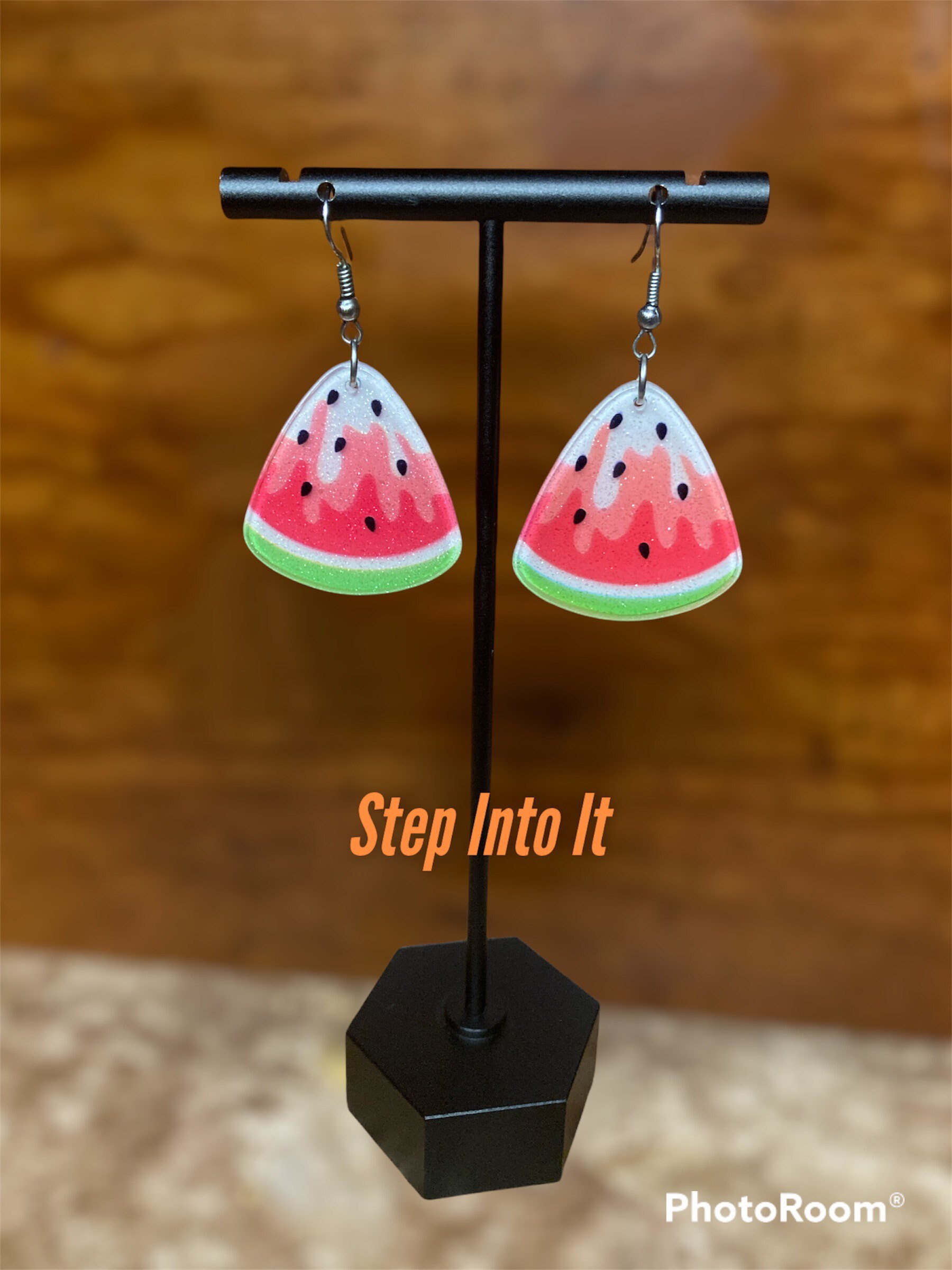 Sparkly Charme Harz Wassermelone Obst Baumeln Tropfen Leichte Ohrringe Sparkly Charme Harz Wassermelone Obst Baumeln Tropfen Leichte Ohrringe von StepIntoIt