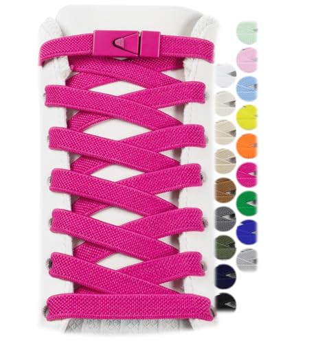 Stepace 2 Paar Elastische Schnürsenkel für Turnschuhe Schnürsenkel Ohne Binden für Erwachsene und Kinder 8mm Breit Einheitsgröße für Alle Heißes Rosa 120 von Stepace