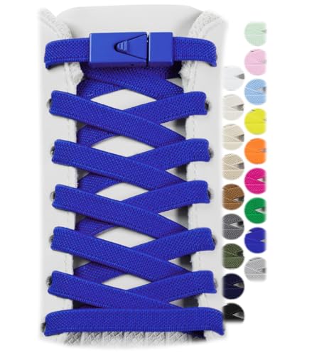 Stepace 2 Paar Elastische Schnürsenkel für Turnschuhe Schnürsenkel Ohne Binden für Erwachsene und Kinder 8mm Breit Einheitsgröße für Alle Königsblau 120 von Stepace