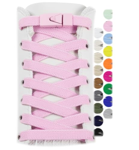 Stepace 2 Paar Elastische Schnürsenkel für Turnschuhe Schnürsenkel Ohne Binden für Erwachsene und Kinder 8mm Breit Einheitsgröße für Alle Rosa 120 von Stepace
