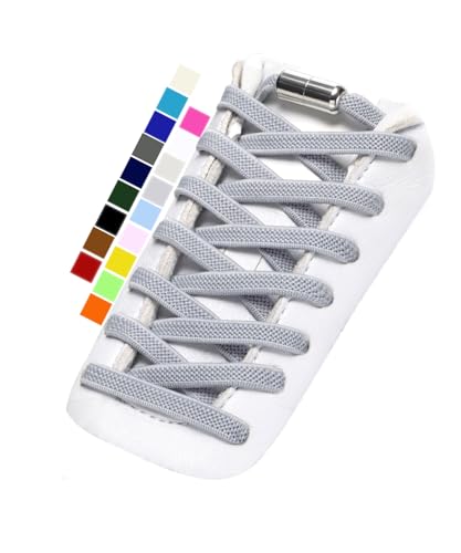 Stepace Schnürsenkel ohne Binden (2 Paar) – Elastische Schuhbänder flach mit Metallkapseln Für Kinder und Erwachsene von Stepace