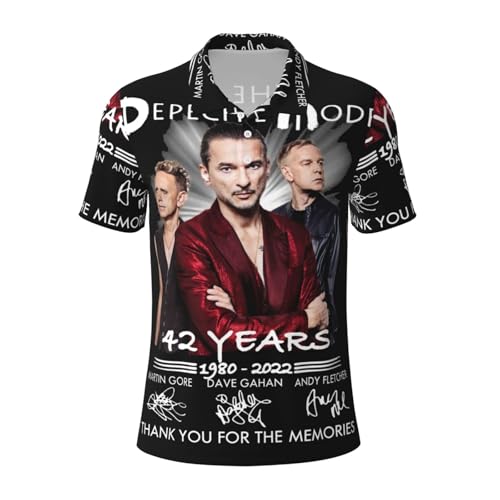 De&PE&Che Music Band Poloshirts für Herren Hip Hop Polo T-Shirts Herrenmode Frühling und Sommer Lässig Kurzarm T-Shirt mit Reversknöpfen Herren-Poloshirts Slim Fit X-Large von Stepgrais