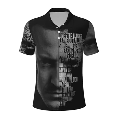 Lin-kin Rock Band Poloshirts für Herren Hip Hop Polo-T-Shirts Herrenmode Grafik Frühling Sommer Freizeit Kurzarm T-Shirt mit Knöpfen Revers Oberteile Herren-Poloshirts mit schmaler Passform Large von Stepgrais