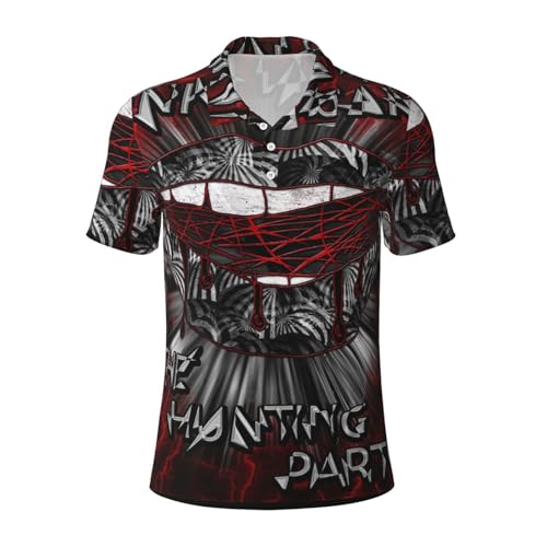 Lin-kin Rock Band Poloshirts für Herren Hip Hop Polo-T-Shirts Herrenmode Grafik Frühling Sommer Freizeit Kurzarm T-Shirt mit Knöpfen Revers Oberteile Herren-Poloshirts mit schmaler Passform Large von Stepgrais