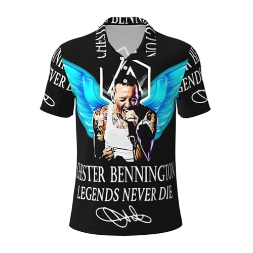 Lin-kin Rock Band Poloshirts für Herren Hip Hop Polo-T-Shirts Herrenmode Grafik Frühling Sommer Freizeit Kurzarm T-Shirt mit Knöpfen Revers Oberteile Herren-Poloshirts mit schmaler Passform Medium von Stepgrais