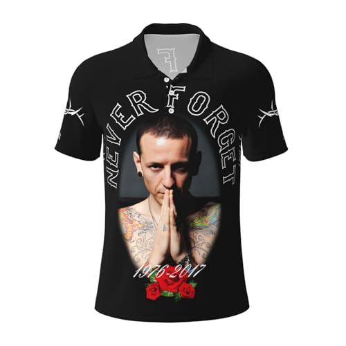 Lin-kin Rock Band Poloshirts für Herren Hip Hop Polo-T-Shirts Herrenmode Grafik Frühling Sommer Freizeit Kurzarm T-Shirt mit Knöpfen Revers Oberteile Herren-Poloshirts mit schmaler Passform X-Large von Stepgrais