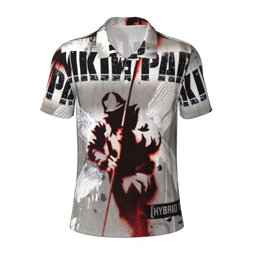 Lin-kin Rock Band Poloshirts für Herren Hip Hop Polo-T-Shirts Herrenmode Grafik Frühling Sommer Freizeit Kurzarm T-Shirt mit Knöpfen Revers Oberteile Herren-Poloshirts mit schmaler Passform X-Large von Stepgrais