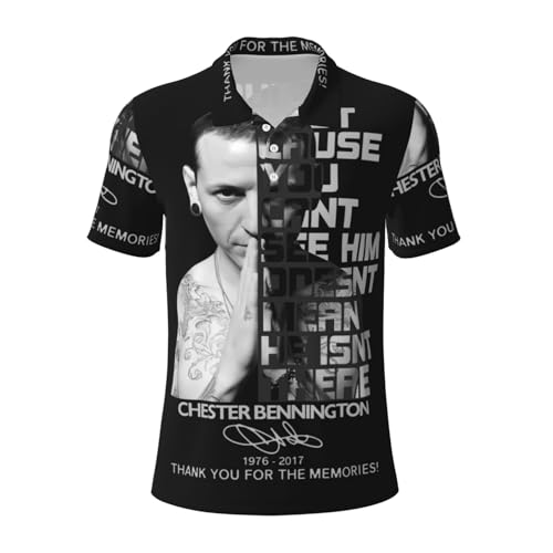 Lin-kin Rock Band Poloshirts für Herren Hip Hop Polo-T-Shirts Herrenmode Grafik Frühling Sommer Freizeit Kurzarm T-Shirt mit Knöpfen Revers Oberteile Herren-Poloshirts mit schmaler Passform X-Large von Stepgrais