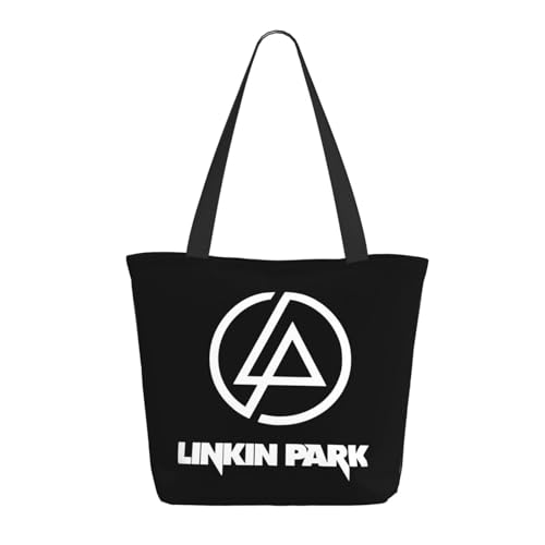Stepgrais Lin-Kin Rockband Einkaufstasche Aus Canvas, Wiederverwendbare Canvastasche Mit Hip-Hop-Aufdruck, Große Kapazität, Strapazierfähige Canvas-Einkaufstasche Mit Innentasche Für Rockband-Fans von Stepgrais