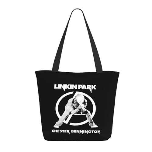 Stepgrais Lin-Kin Rockband Einkaufstasche Aus Canvas, Wiederverwendbare Canvastasche Mit Hip-Hop-Aufdruck, Große Kapazität, Strapazierfähige Canvas-Einkaufstasche Mit Innentasche Für Rockband-Fans von Stepgrais