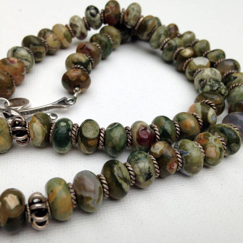 Rhyolith Und Silber Rondellen Halskette von StephMurrayJohnson