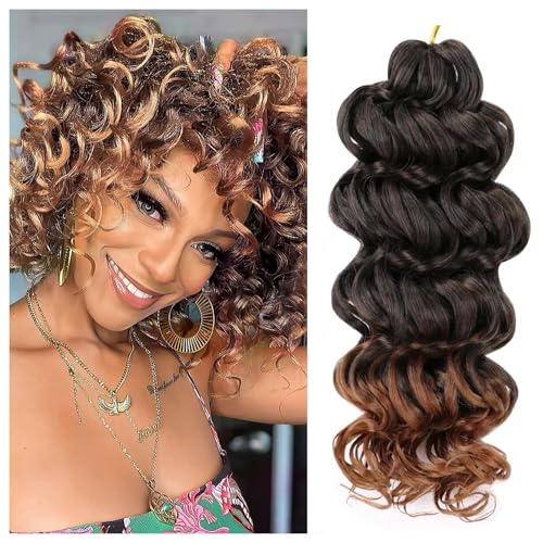 Ocean Wave Crochet Hair 6 Packs 9 Inch Deep Wave Crochet Hair for Black Women Ocean Wave Braids Hair Synthetic Crochet Braiding Hair Extensions (9 Zoll, T30) von Stephanie